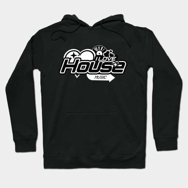 HOUSE MUSIC  - I LOVE House Music Y2K  (white) Hoodie by DISCOTHREADZ 